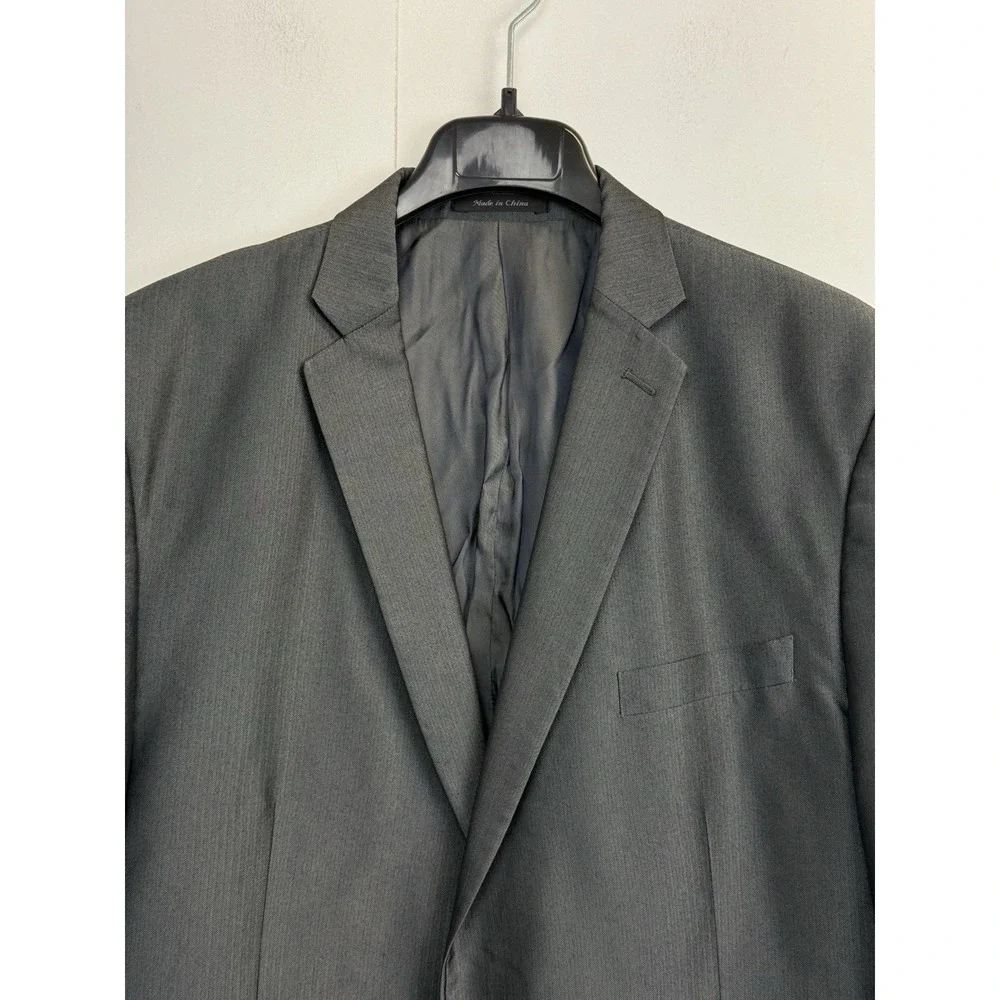 Calvin Klein Men's 46L Sport Coat Blazer Two Button Grey Herringbone Poly Blend‎
